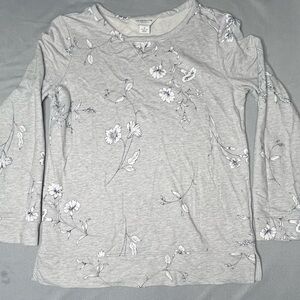 Liz Claiborne Light Gray Floral Blouse